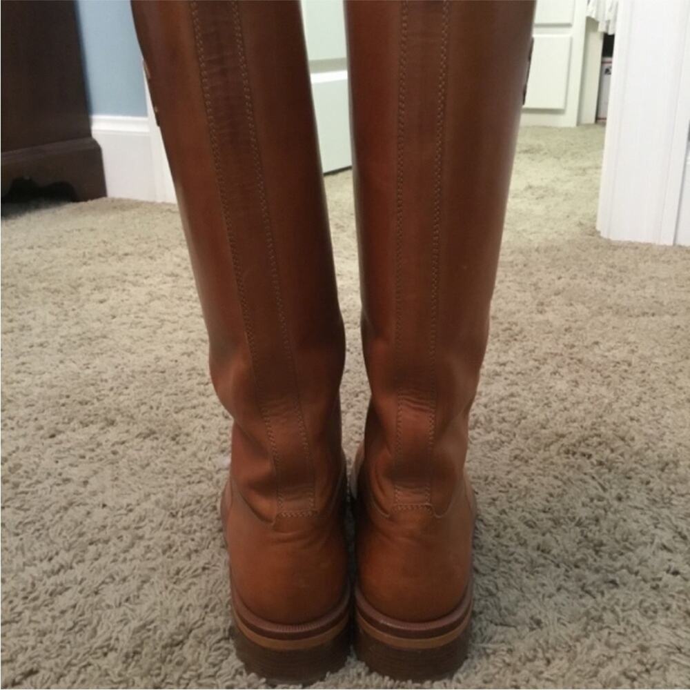 CHANEL Russet Congac Leather knee high riding boots 37.5 - Picture 7 of 10